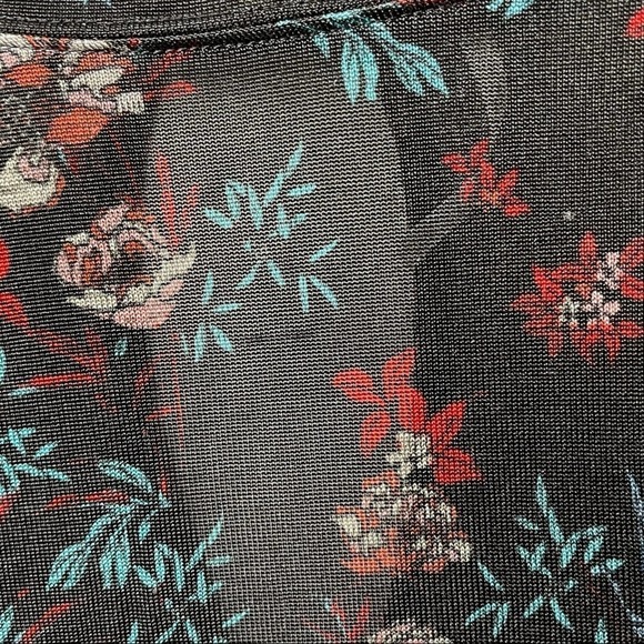 Free People Black Floral Blouse with ruffle overlay size XS Dock Street Top - Picture 7 of 9